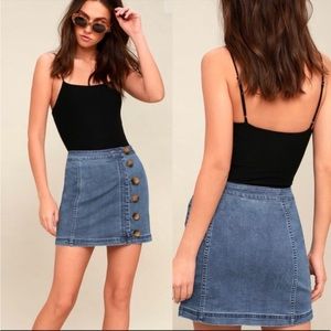 Free People Denim Mini Skirt Button Front Size 6